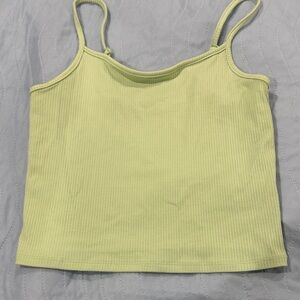 American Eagle Outfitters Ribbed Lime Green Cropped Cami